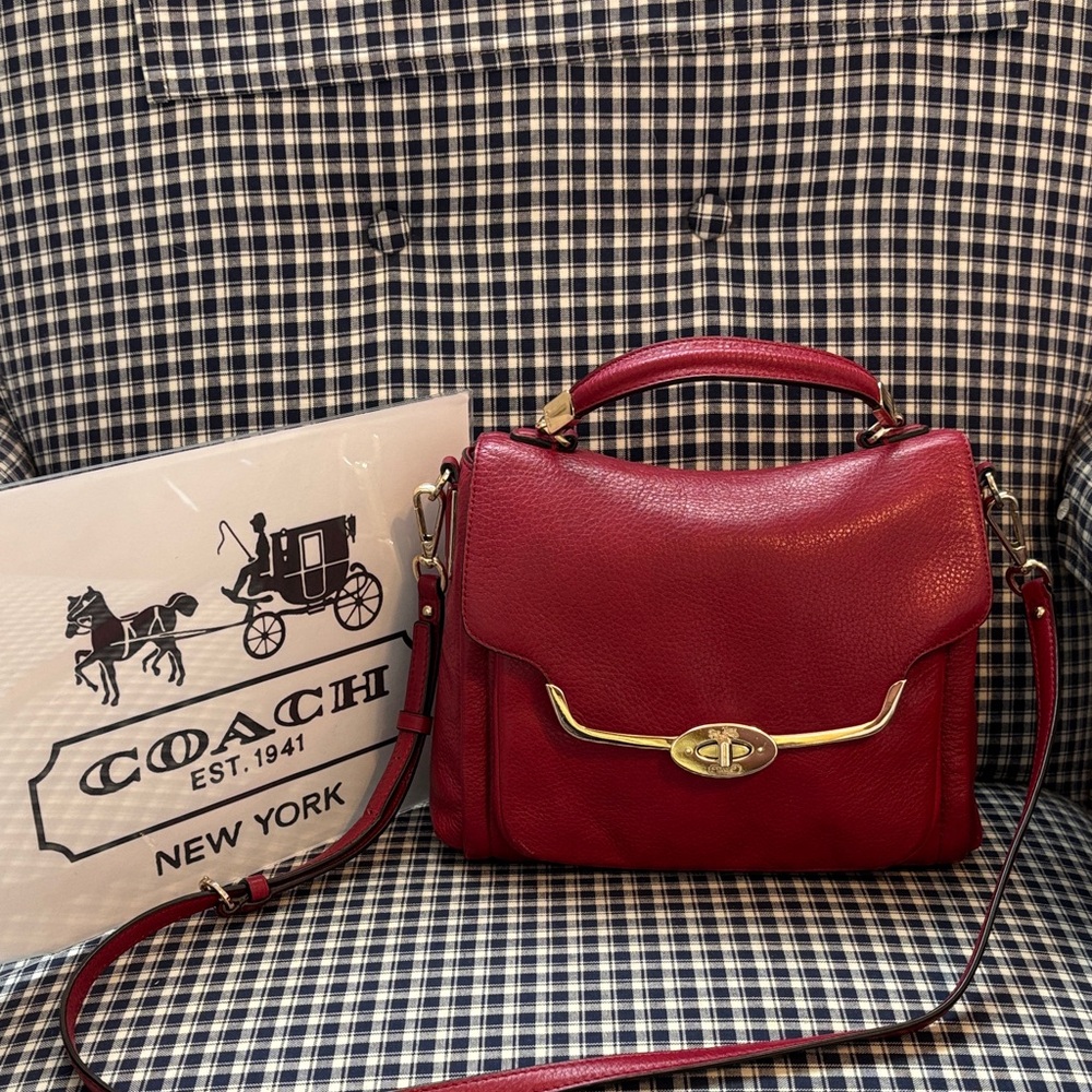 Coach Madison Sadie red top handle satchel - Picture 1 of 12